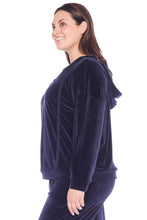 Load image into Gallery viewer, Velour Lace-Up Hoodie - NAVY - SLINK JEANS