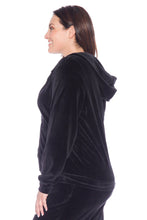 Load image into Gallery viewer, Velour Zip-Up Hoodie - JET BLACK - SLINK JEANS