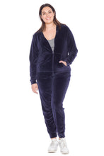 Load image into Gallery viewer, Velour Zip-Up Hoodie - NAVY - SLINK JEANS
