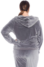 Load image into Gallery viewer, Velour Zip-Up Hoodie - SLATE - SLINK JEANS