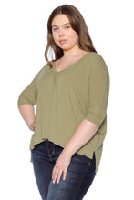 Load image into Gallery viewer, Ribbed V-Neck - DARK OLIVE - SLINK JEANS