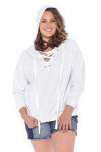 Load image into Gallery viewer, Lace Up Hoodie - HEATHER GREY - SLINK JEANS