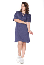 Load image into Gallery viewer, Lace Up Hoodie Dress - NAVY - SLINK JEANS