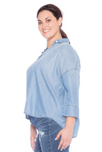 Load image into Gallery viewer, Lace Up Tencel Shirt - SKY - SLINK JEANS