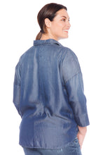 Load image into Gallery viewer, Hi-Lo Oversized Button Down Shirt - MIDNIGHT BLUE - SLINK JEANS