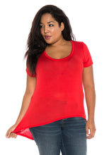 Load image into Gallery viewer, Hi-Lo Short Sleeve Scoop Neck Tee - SLINK JEANS