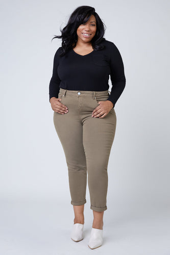 High Rise Boyfriend - Dark Olive - SLINK JEANS