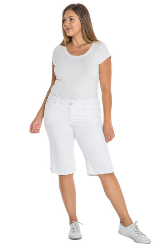 Mid Rise Bermuda - OPTICAL WHITE - SLINK JEANS