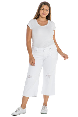 Mid Rise Wide Leg Crop - OPTICAL WHITE - SLINK JEANS