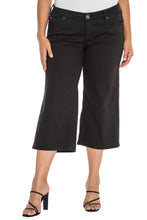 Load image into Gallery viewer, Mid Rise Wide Leg Crop - SOLID BLACK - SLINK JEANS
