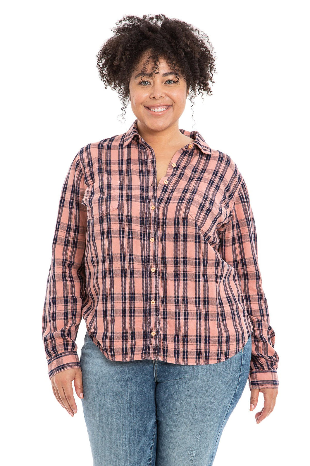 Plaid Work Shirt - Orange - SLINK JEANS