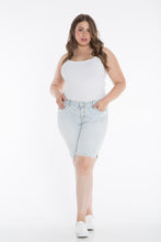 Load image into Gallery viewer, Mid Rise Bermuda - Denim Stripe - SLINK JEANS
