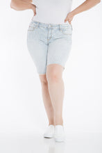 Load image into Gallery viewer, Mid Rise Bermuda - Denim Stripe - SLINK JEANS
