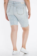 Load image into Gallery viewer, Mid Rise Bermuda - Denim Stripe - SLINK JEANS
