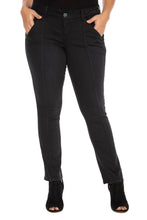 Load image into Gallery viewer, Mid Rise Cigarette Leg - BLACK - SLINK JEANS
