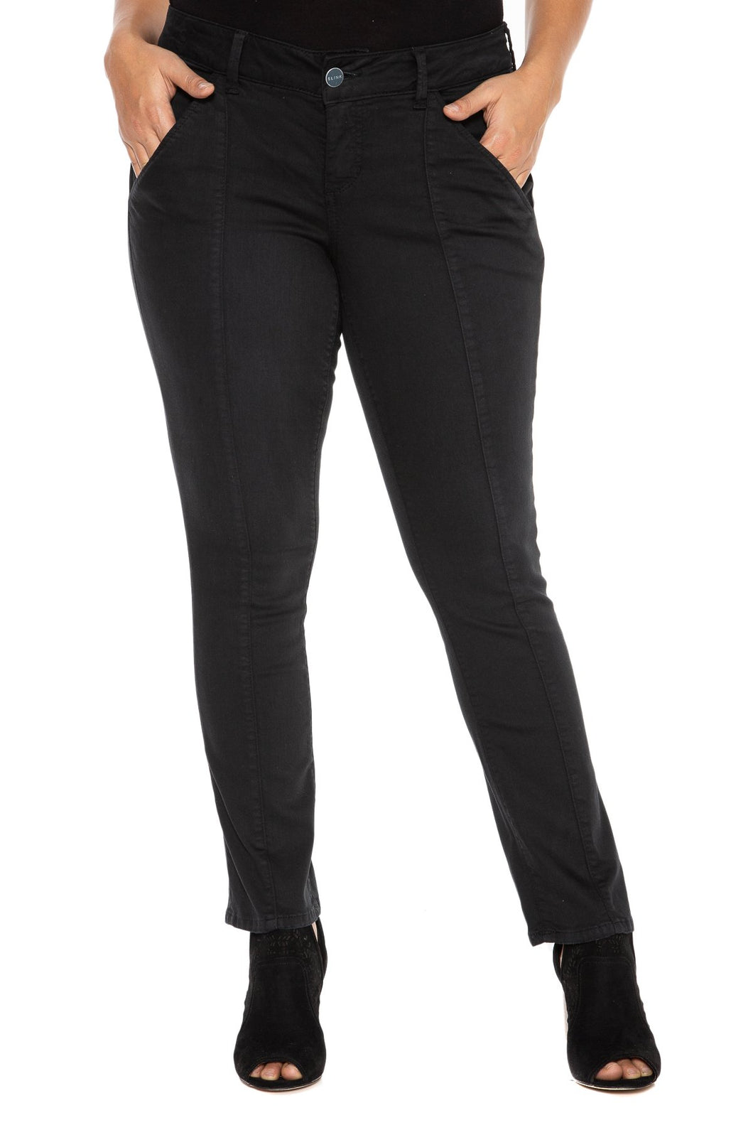 Mid Rise Cigarette Leg - BLACK - SLINK JEANS