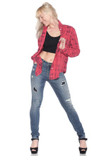 Load image into Gallery viewer, Plaid Western Shirt - WHITE BLUE - SLINK JEANS
