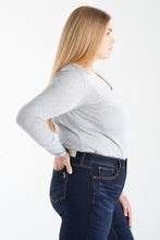 Load image into Gallery viewer, V Neck Long Sleeve T-shirt - Heather Grey - SLINK JEANS
