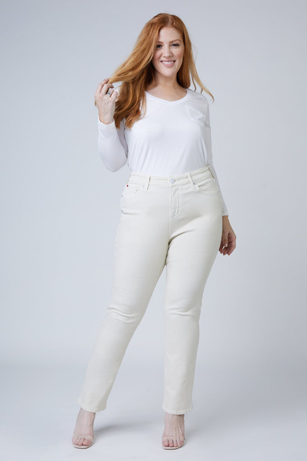 High Rise Straight Leg - Champagne - SLINK JEANS