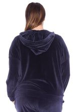 Load image into Gallery viewer, Velour Lace-Up Hoodie - NAVY - SLINK JEANS
