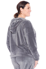 Load image into Gallery viewer, Velour Lace-Up Hoodie - SLATE - SLINK JEANS
