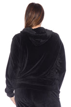 Load image into Gallery viewer, Velour Zip-Up Hoodie - JET BLACK - SLINK JEANS
