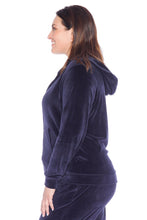 Load image into Gallery viewer, Velour Zip-Up Hoodie - NAVY - SLINK JEANS
