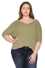 Load image into Gallery viewer, Ribbed V-Neck - DARK OLIVE - SLINK JEANS
