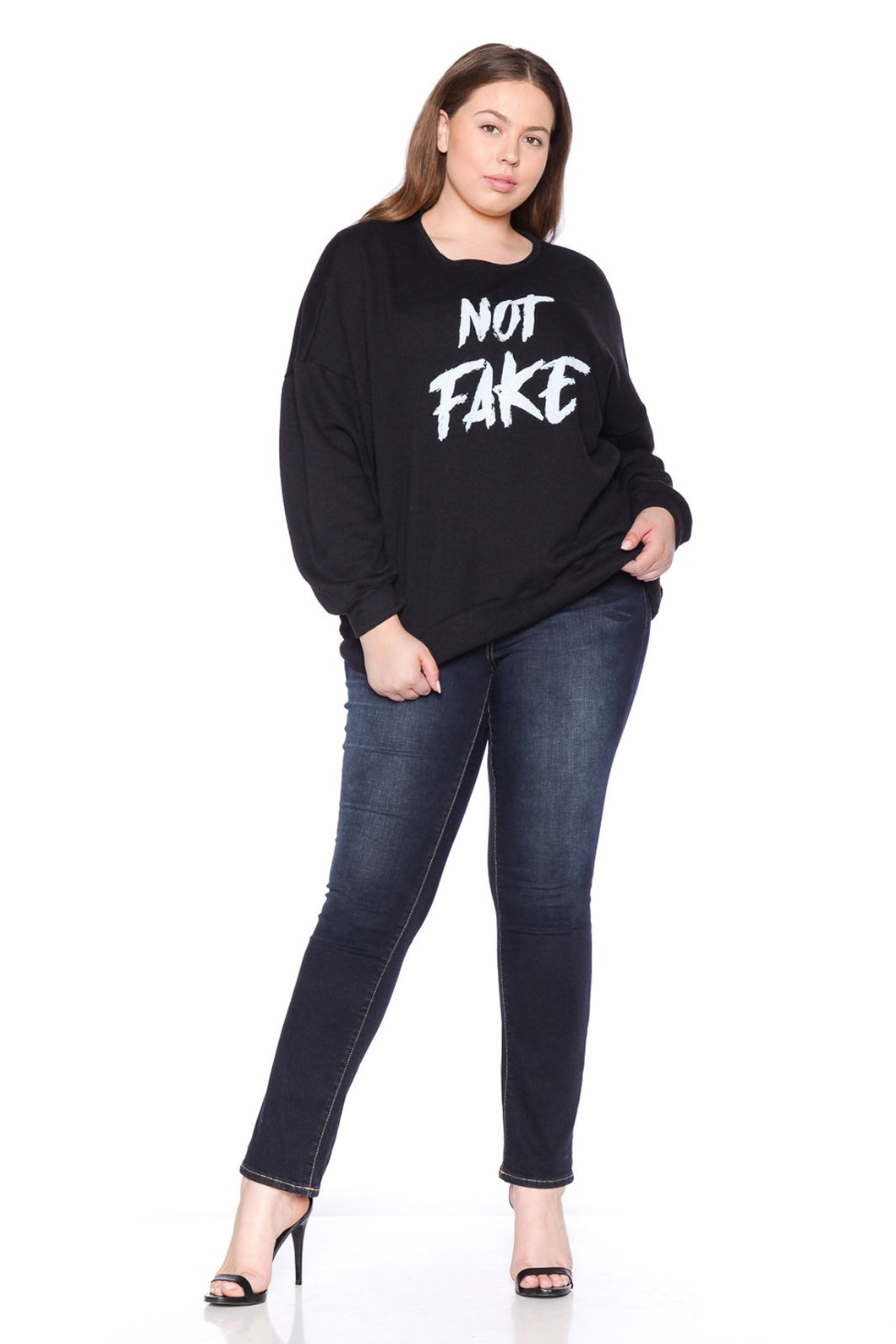 Not Fake Crewneck - BLACK - SLINK JEANS
