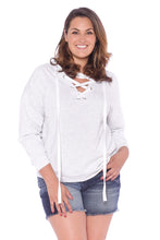 Load image into Gallery viewer, Lace Up Hoodie - HEATHER GREY - SLINK JEANS
