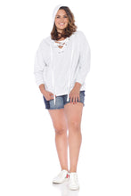 Load image into Gallery viewer, Lace Up Hoodie - HEATHER GREY - SLINK JEANS
