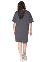 Load image into Gallery viewer, Lace Up Hoodie Dress - TRUE BLACK - SLINK JEANS
