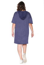 Load image into Gallery viewer, Lace Up Hoodie Dress - NAVY - SLINK JEANS
