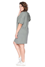Load image into Gallery viewer, Lace Up Hoodie Dress - OLIVE - SLINK JEANS
