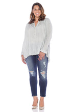 Load image into Gallery viewer, Stripe Babydoll Top - OLIVE - SLINK JEANS
