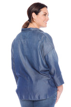 Load image into Gallery viewer, Lace Up Tencel Shirt - MIDNIGHT BLUE - SLINK JEANS
