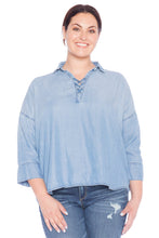 Load image into Gallery viewer, Lace Up Tencel Shirt - SKY - SLINK JEANS
