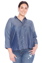 Load image into Gallery viewer, Hi-Lo Oversized Button Down Shirt - MIDNIGHT BLUE - SLINK JEANS
