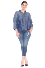 Load image into Gallery viewer, Hi-Lo Oversized Button Down Shirt - MIDNIGHT BLUE - SLINK JEANS
