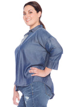 Load image into Gallery viewer, Hi-Lo Oversized Button Down Shirt - MIDNIGHT BLUE - SLINK JEANS
