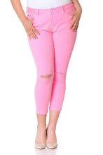 Load image into Gallery viewer, Ankle with Slit Knees - NEON PINK - SLINK JEANS
