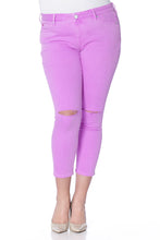 Load image into Gallery viewer, Ankle with Slit Knees - NEON PURPLE - SLINK JEANS
