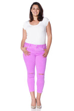 Load image into Gallery viewer, Ankle with Slit Knees - NEON PURPLE - SLINK JEANS
