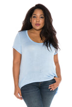 Load image into Gallery viewer, Hi-Lo Short Sleeve Scoop Neck Tee - SLINK JEANS
