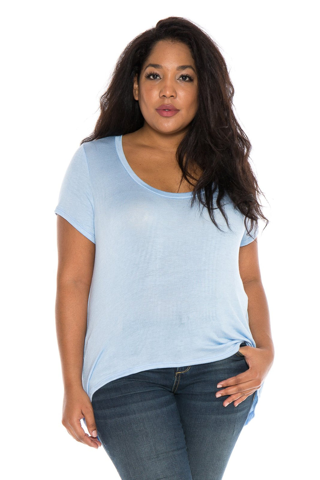 Hi-Lo Short Sleeve Scoop Neck Tee - SLINK JEANS